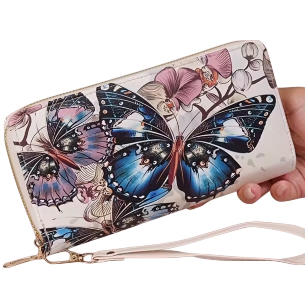 Boho Butterfly Zip Wristlet Wallet